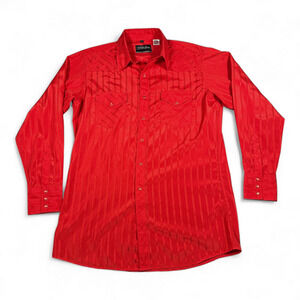 Vintage White Horse Western Shirt Adult LARGE Red Striped Sheen Cowboy 90s